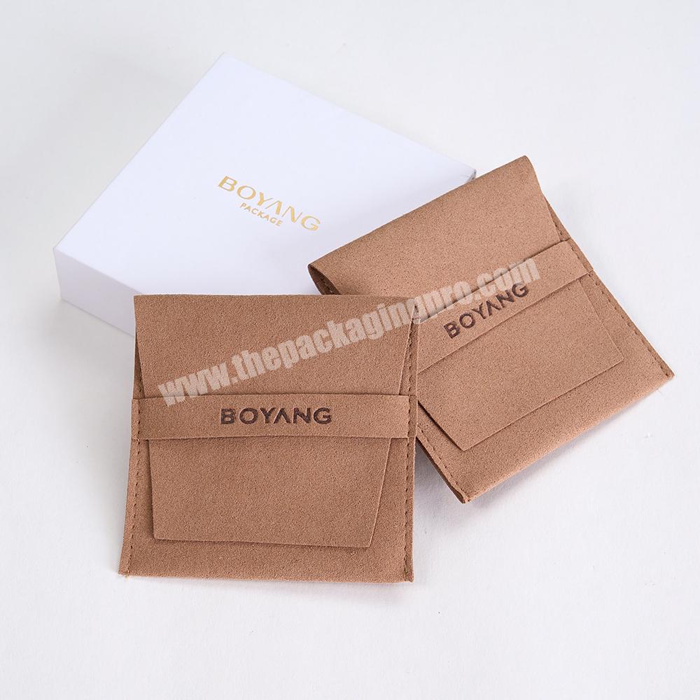 Custom Wholesale Luxury Package Bags Earrings Necklace Gift Microfiber Jewelry Pouch Bag with Insert Pad