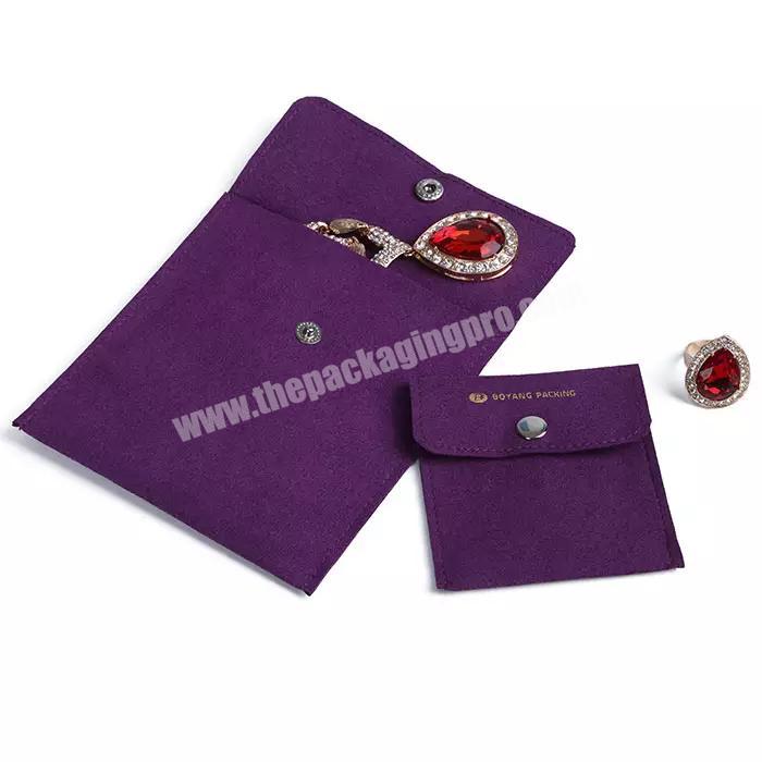 Custom medium travel flap suede velvet jewellery packaging bag jewelry pouch