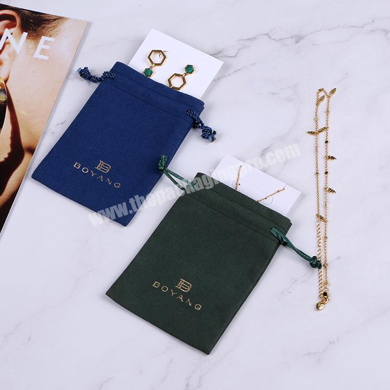 Factory High Quality Custom Logo Small Suede Jewellery Packaging Small Mini Jewelry Drawstring Pouch Bag
