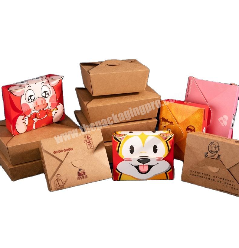 Lipack Wholesale Custom Disposable Fast Food Packing Paper Takeout Box Kraft Paper Bento Lunch Box