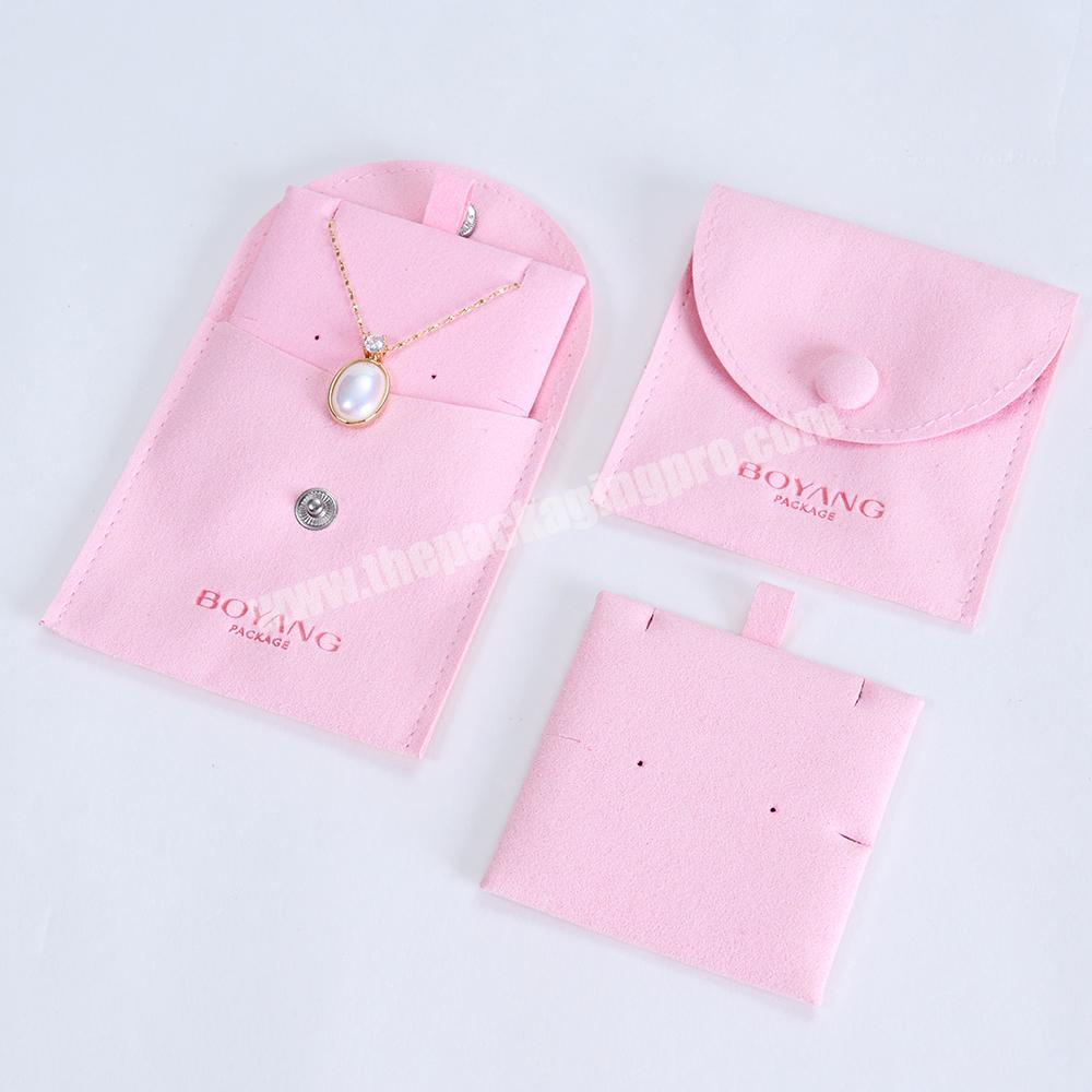 Luxury Envelope Custom Small Suede Printed Jewelry Packaging Bag Earring Necklace Jewelry Pouches Microfiber