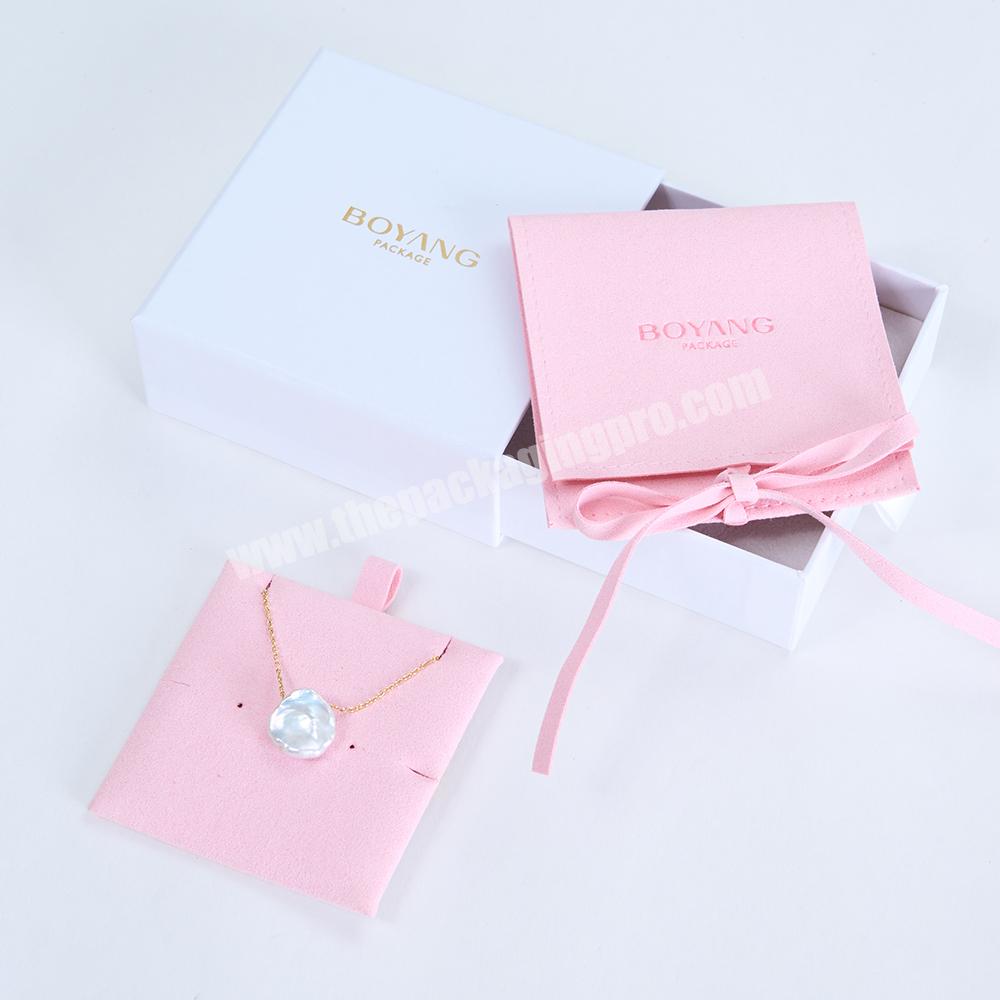 Newest Design Luxury Pink Jewelry Bag Packaging Necklace Pendant Jewelry Microfiber Pouch