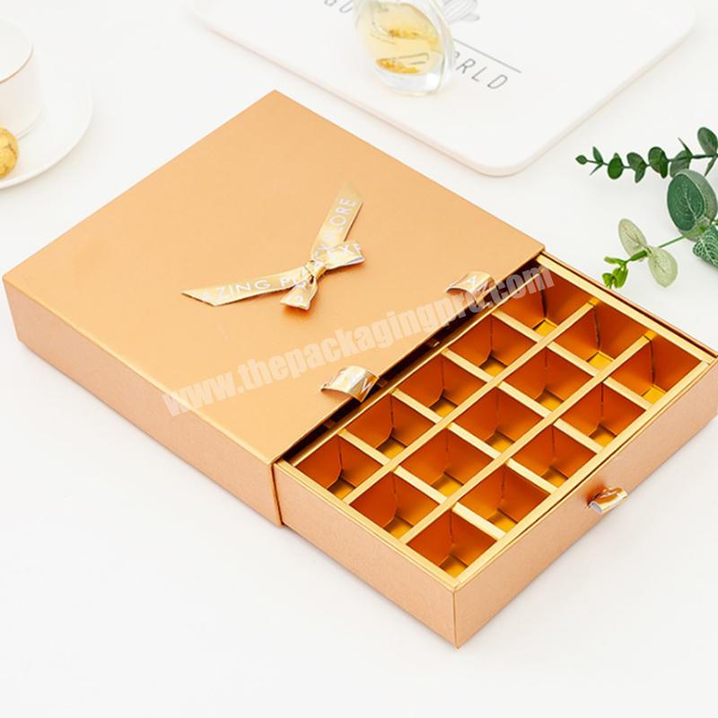 Sliding Drawer Inner Card Chocolate Gift Box with Handle Cardboard Paper Custom High-end Luxury Candy Packaging Gold Rigid Boxes