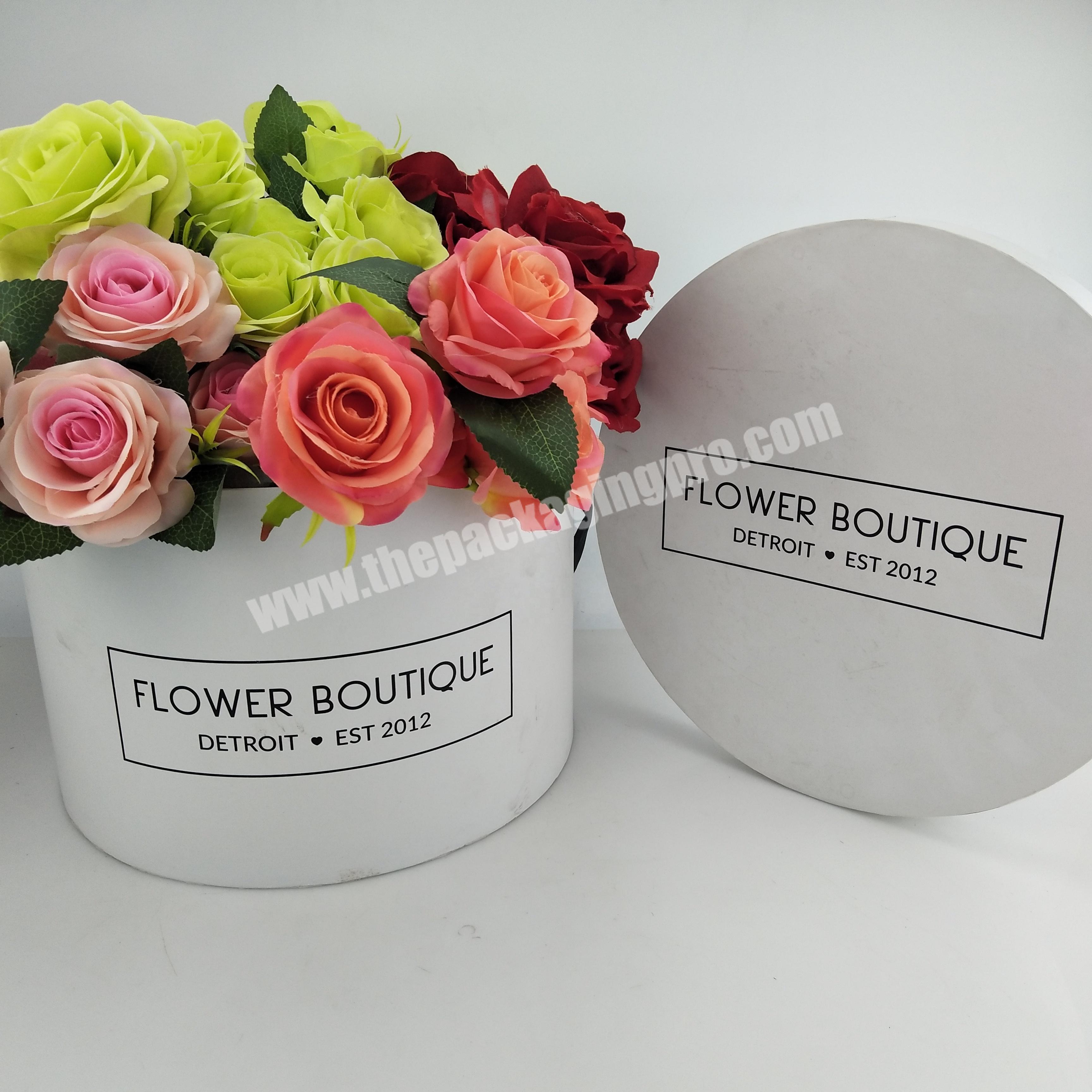 White Flower Hat Round Luxury Gift Cardboard Boxes With Lids