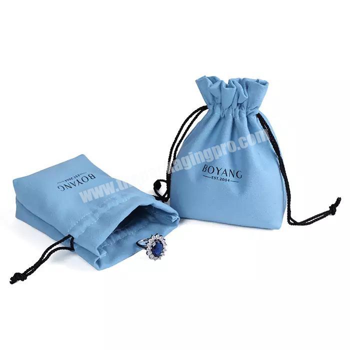 Wholesale Custom high quality hot sell Suede jewellery pouches velvet jewelry drawstring bag
