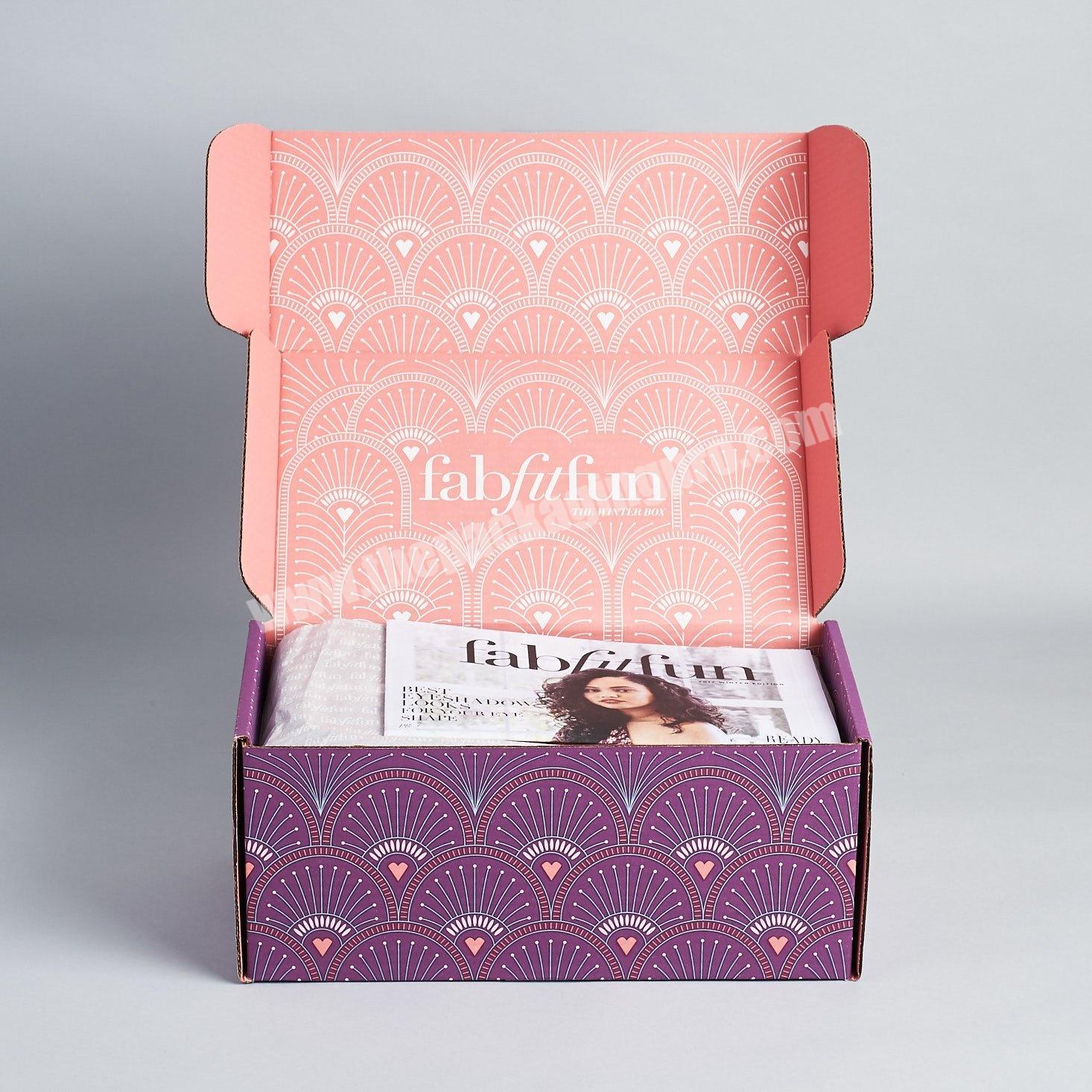 Custom Logo Pink Purple Cardboard Paper Cartons Shipping Mailer Box Cosmetic  Hair  Skincare Mailing Corrugated Packaging Boxe