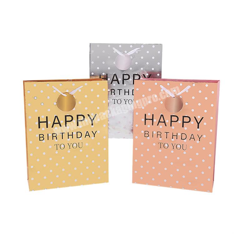 Eco friendly High Quality Gold Silver Gold Silver Color Happy Birthday Party Gift Carrier Paper Bag with Handles