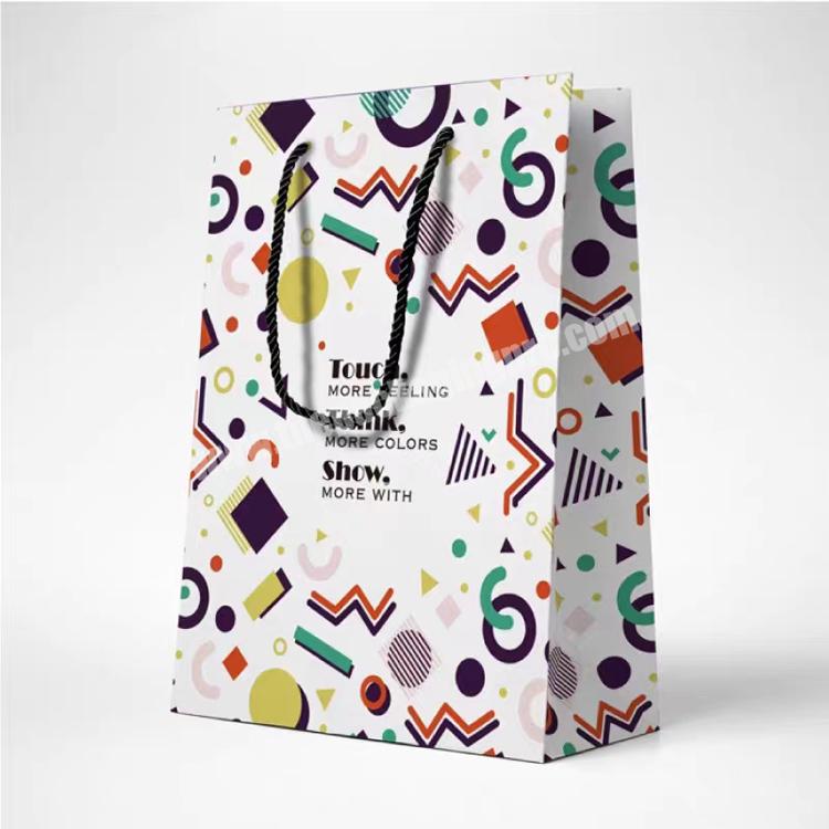 custom personalized retail paper carrier colour rope handle white paper tote bag with your own logo