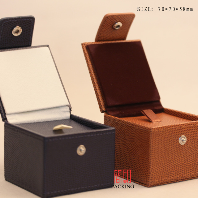 Blue and Orange Pu ring and earring boxes with Buckle or Lock The Jewelry packing display boxes with Thread Free shipping