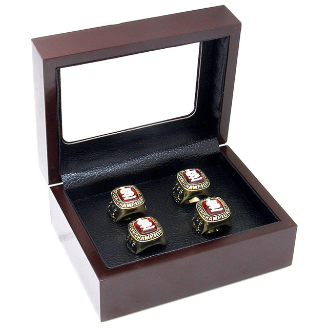 Holes New Championship Rings Punk Style Jewelry Display Box Red Wooden Jewelry Box For Display Ring