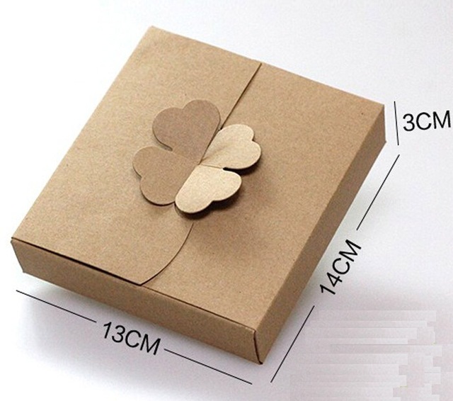 1-18 Joy, 13*14*3cm kraft paper box with clover clasp cake/biscuit/ fruit packaging box
