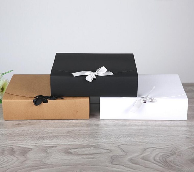 1-19 Joy, 31*25.5*8cm large black paper gift box big size kraft cardboard boxes large size white paper box for T shirt