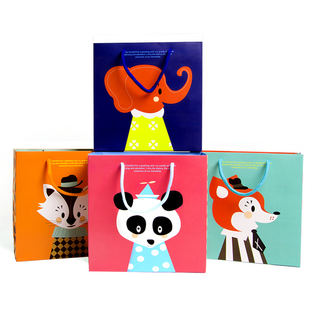 10 Pcs Korean Exquisite Cute Animals Thanks For You Gift Paper Bag Party Holiday Paper Gift Bags