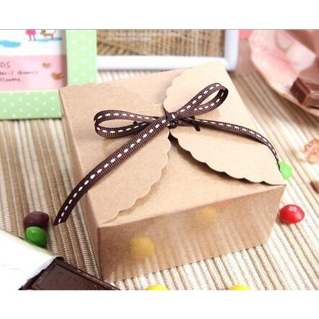10 pcs 9*9*5cmRetro Mini Kraft Paper Box,DIY Wedding Gift Favor Boxes,Party Candy Box,Mini Single Cake Box Packaging