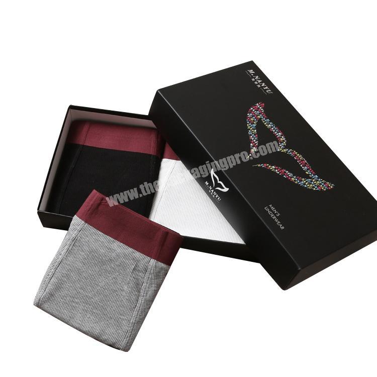 1000pcs MOQ custom CMYK paper box black mens underwear packaging box for wholesale