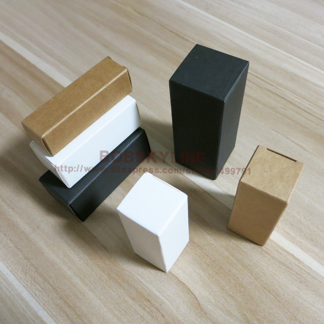 100pcs-3.6*3.6*10.5cm Black White Kraft paper Box Essential oil lotion bottle sprays cosmetics gift boxes