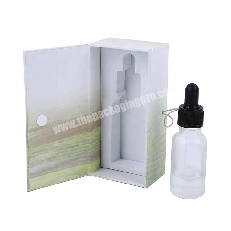 10ml 50ml Cardboard Paper Packaging Clamshell Cosmetic Perfume Bottle Gift Box With Rubber Band Closure