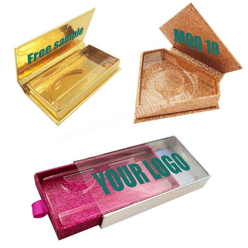 10MQQ crown brand diamond butterfly pink eyelash box packaging Supplier logo custom eyelash packaging box