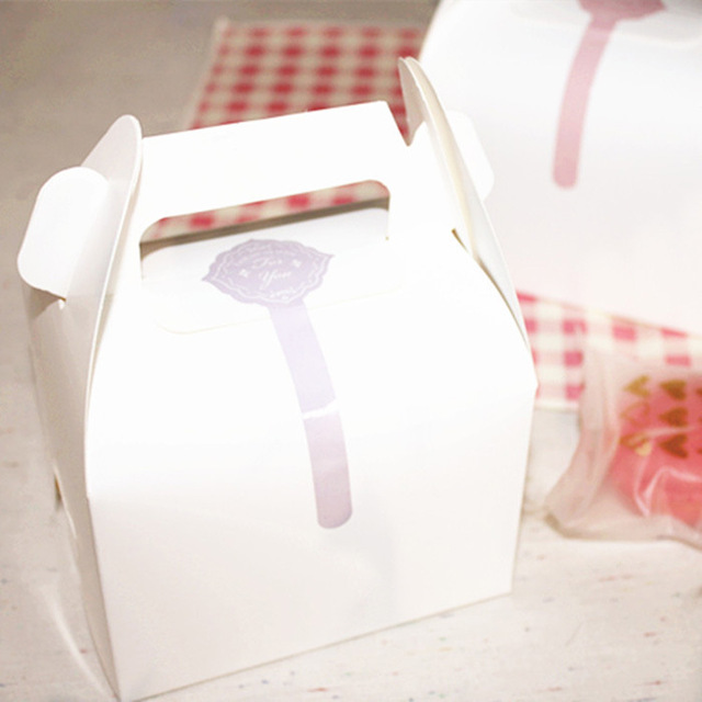 11.5*8.5*8cm white 10 Pcs cup Cake chcoclate Cookie Food Box With Handle Macaron Packaging Kraft Paper Boxes Party Package