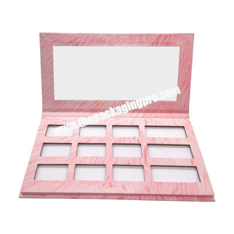 12 colors pink eye shadow box mirror makeup obsession cosmetic packaging box