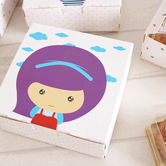 12*12*4.5cm cute girl cheese cake paper box
