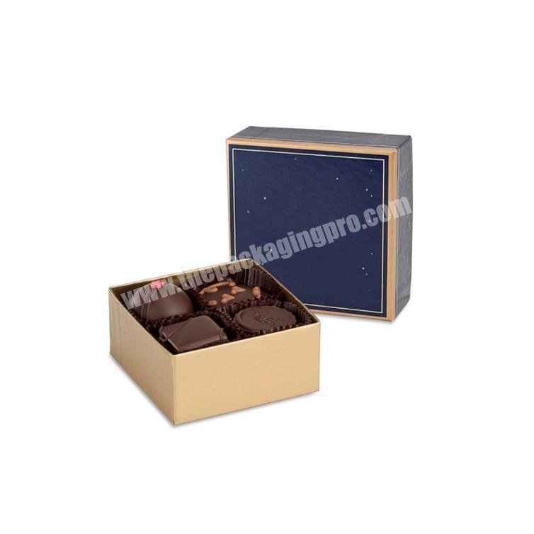 15 years factory Bulk Luxury Foldable Kraft Chocolate Packing Gift Box Small Gold Sliver Foil Paper Chocolate Packaging