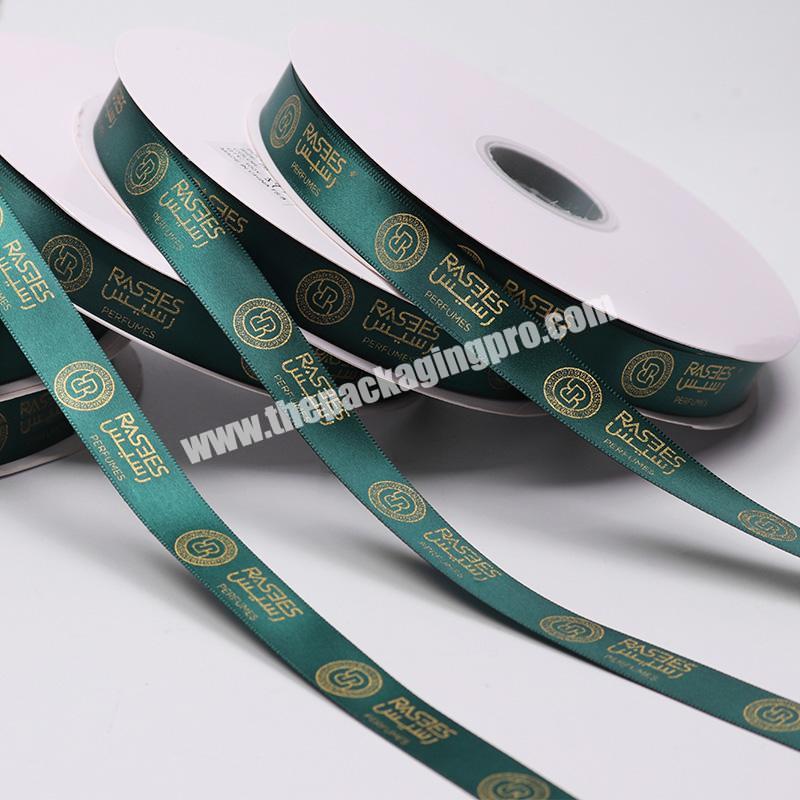 1.5cm bottle green ribbon gold foil printed satin ribbon for dress accessories printed ribbon