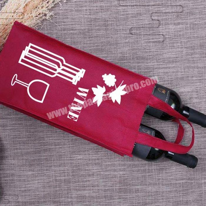 2  bottles carrier packaging divided non woven wine bag with logo printed