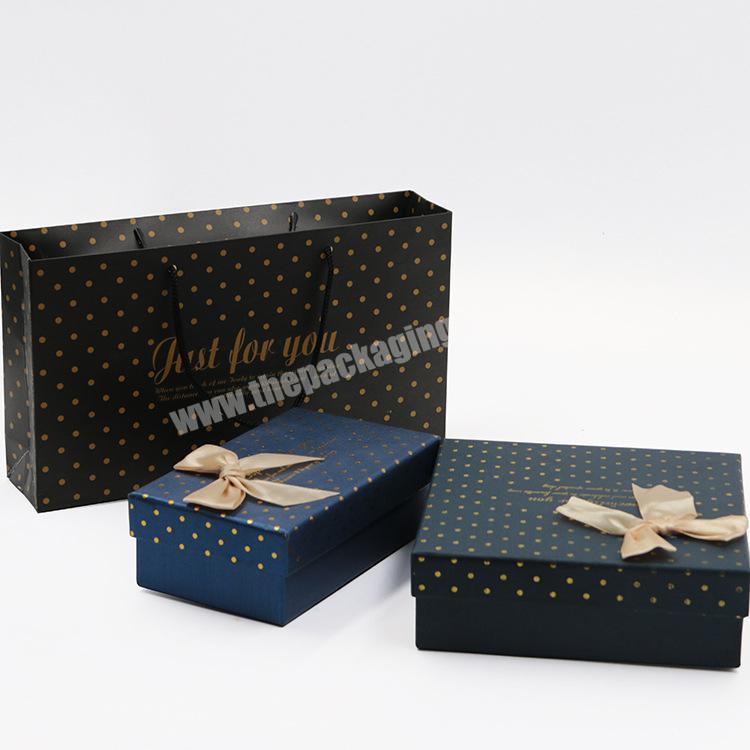 2 Piece 15X15 Rigid Big Black Cardboard Anniversary Gift Box With Ribbon