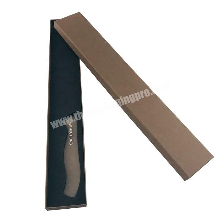 2 pieces  rigid paper top and bottom long shape  knife box with black foam inlay
