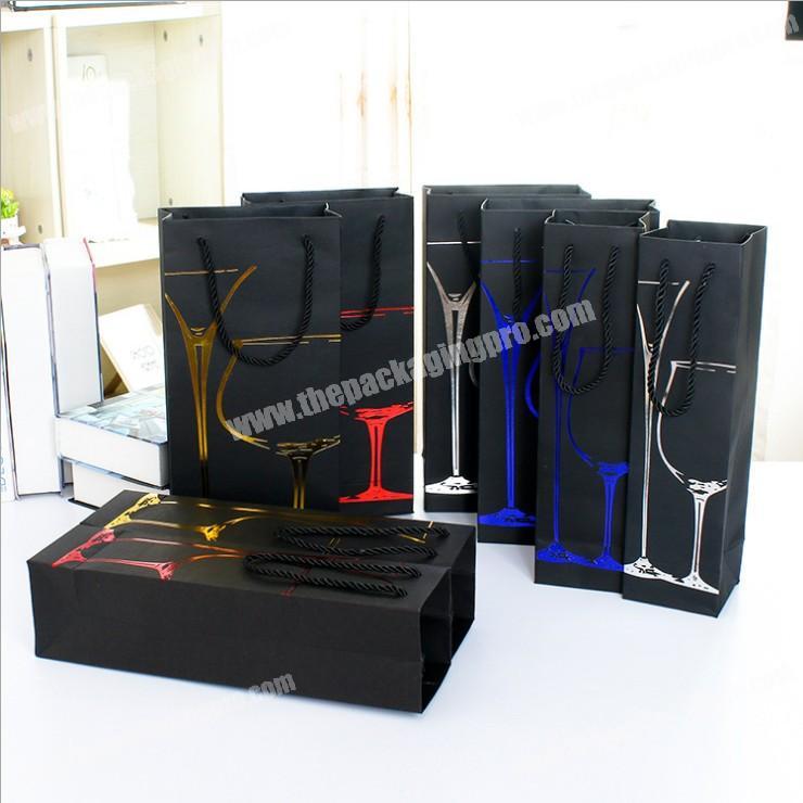 2018 Designer Cheap Red Wine Gift Wrapping Paper Bag Making By Hand Thick Handle Bag Wholesale