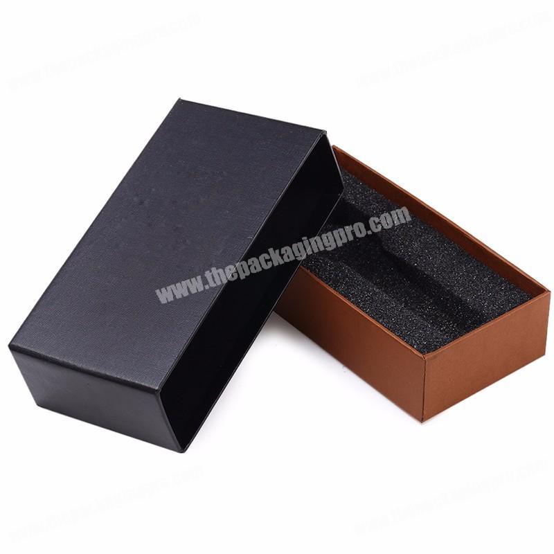 2018 fancy custom black high-end watch sponge hold slide ribbon packaging gift drawer box