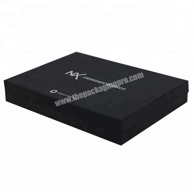 2018 Guangzhou Manufacture New Style Black Hardcover Box with Silver Stamping Logo