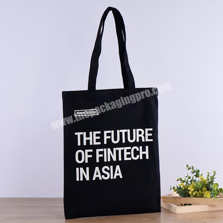 2018 luxury strong Eco printed black cotton bag with logo