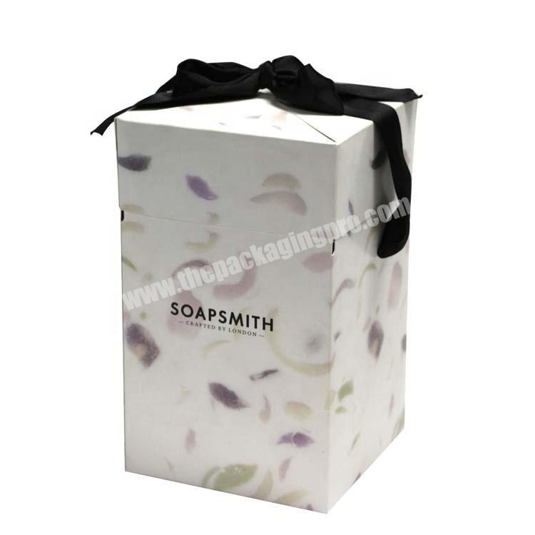 2019 beautiful design paper gift box set for soap box with ribbon
