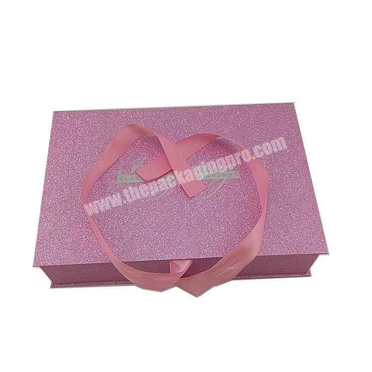 2019 best selling cardboard luxury custom purple wig packaging gift box with satin