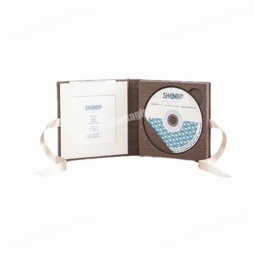 2019 China wholesale custom binding cloth single CD USB holder ribbon packaging cardboard box