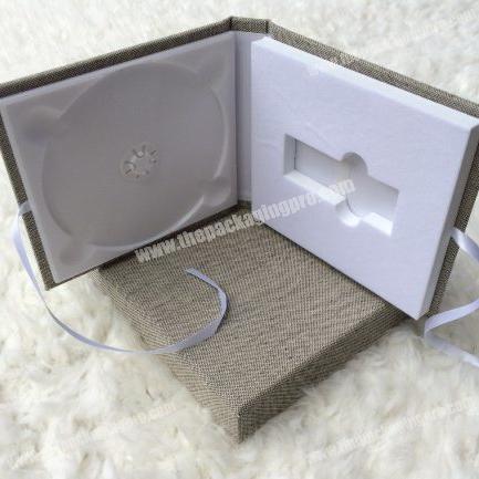 2019 Custom high end business gift cheap printing coated paper single CD EVA USB holder packaging gift box