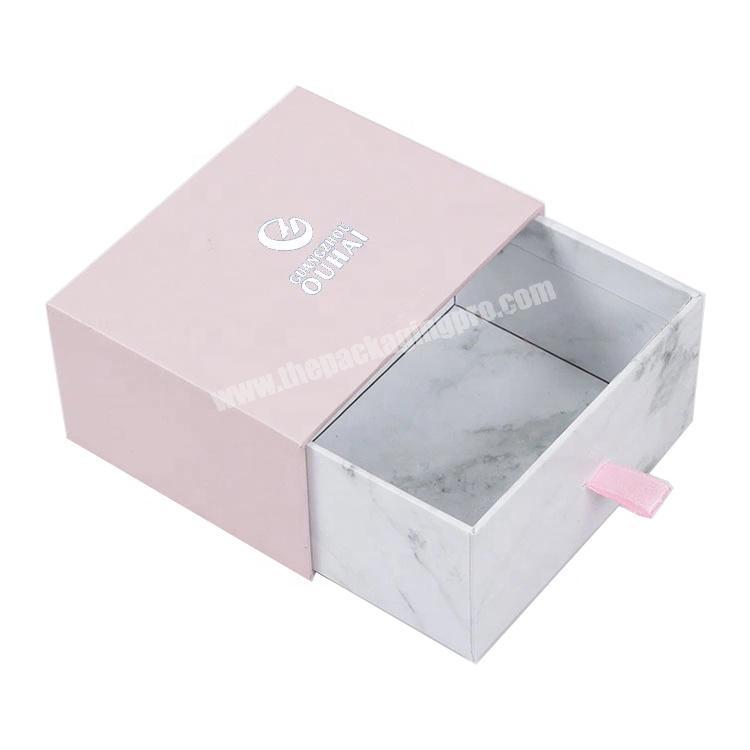 2019 custom logo pink drawer style small necklace box paper box boxes cardboard jewelry gift box