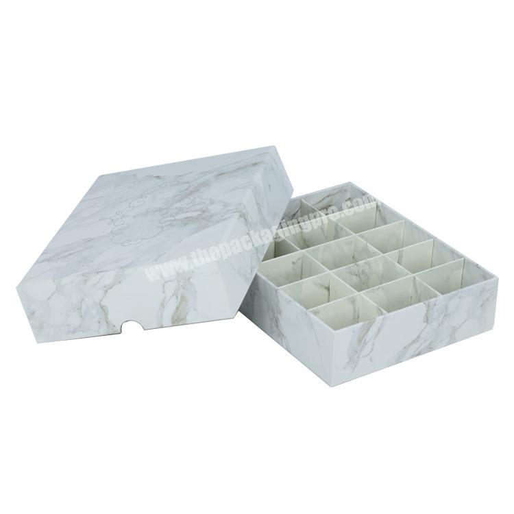 2019 custom luxury marble rigid hard paper boxes , gift chocolate packaging box with divider