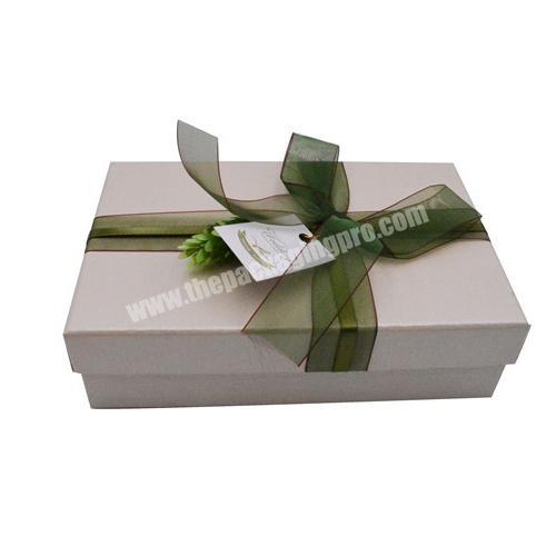 2019 hot sell custom print luxury Decorative green ribbon paper accessories gift packaging box,jewelry scarf package box