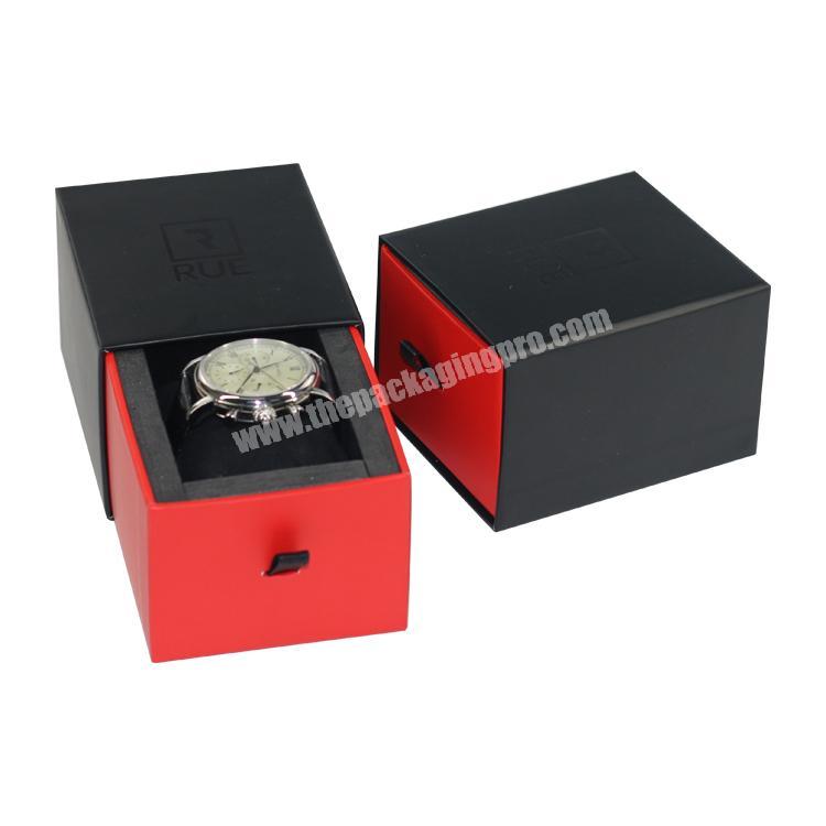 2019 Luxury drawer storage packaging boxes , custom simple paper gift black watch box for wholesale