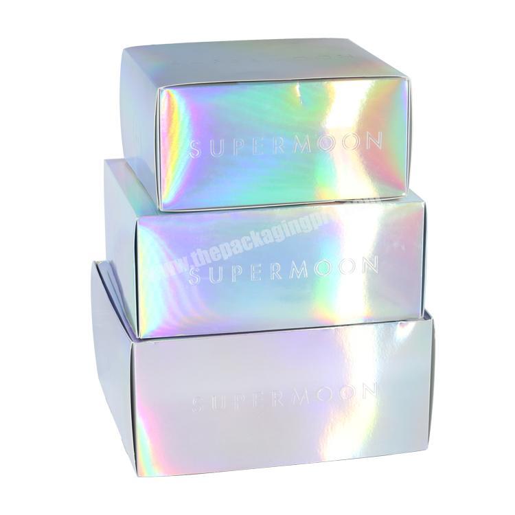 2019 Made In China Factory Custom Silver Stamp 375Gsm Gloss Paper Gift Cosmetic Box For Make Up Product Packaging