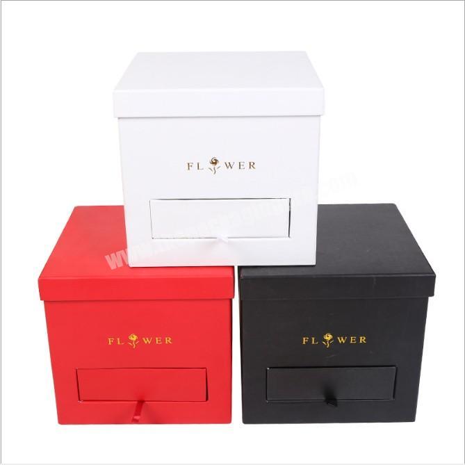 2019 New Double Cardboard Flower Box With Drawer Box Ring Packaging Square  Flower Box Gifts