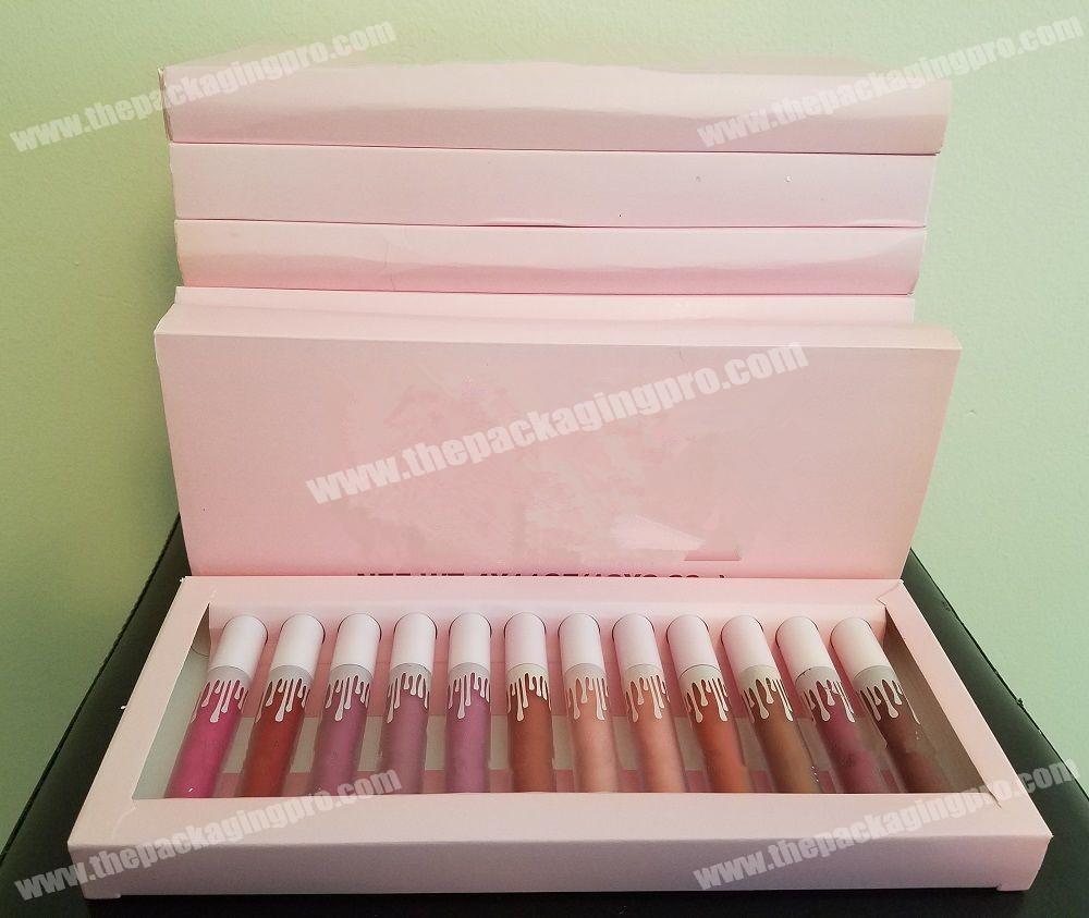 2019 New ins hot sale custom promotional labial glair packaging own logo lipstick slide box for