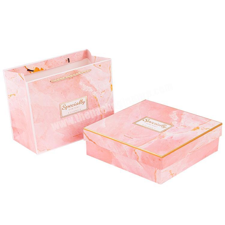 2019 New Style Custom Marble design sets Red pink Paper Cardboard  Gift Box include gift bag for Christmas gifts packaging