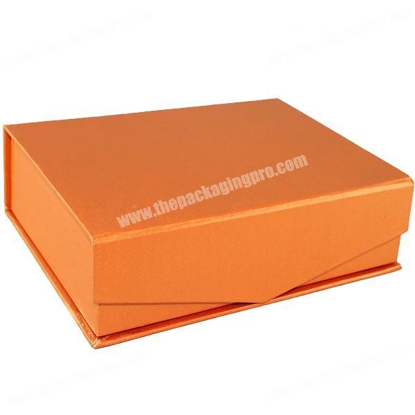 2019 Orange Custom Printing Logo Wholesale Elegant Book Shape Ribbon Cloth Packaging Box