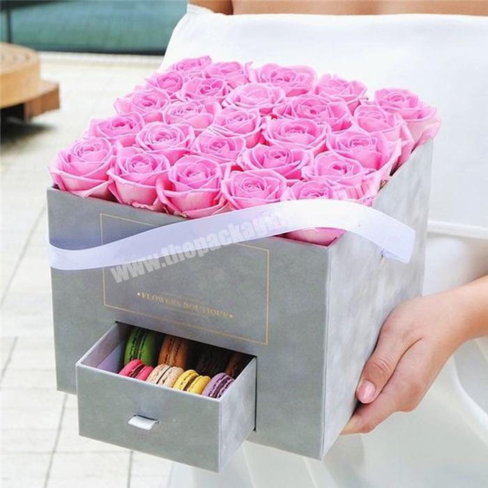 2019 Square Cardboard Two Layer Slide Rose Soap Flower Gift Boxes Luxury Wholesale Jewelry Gift Flower Ring Box With Chocolate