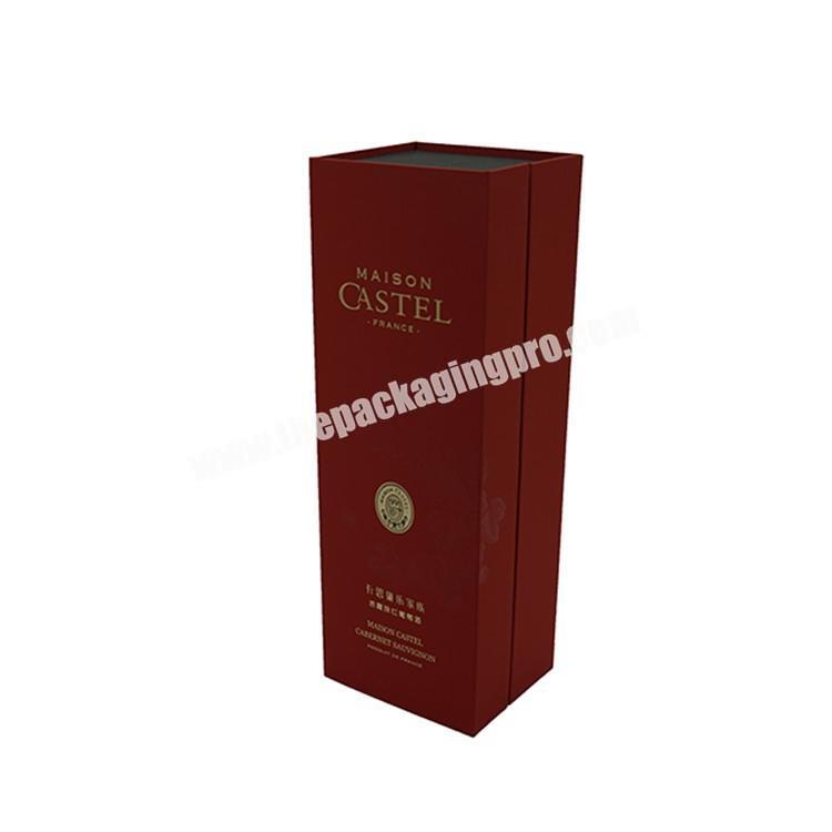 2019 Wholesale custom luxury cardboard paper magnetic single red wine bottle gift packaging box