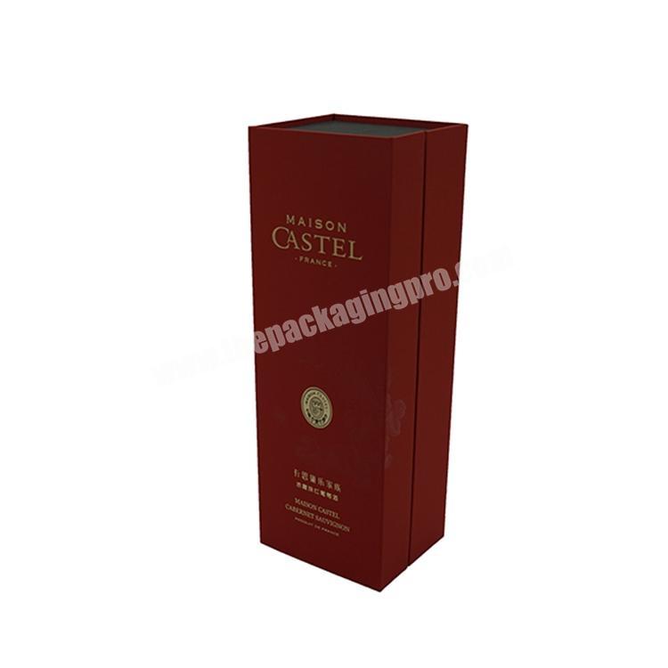 2019 Wholesale custom luxury cardboard paper magnetic single red wine bottle gift packaging box